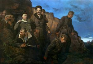 Отряд В.А.Молодцова выходит на задание из Одесских катакомб