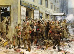 Разграбление винной лавки. Петроград. 1919.