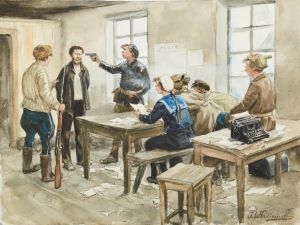 Допрос в комитете бедноты (1921).