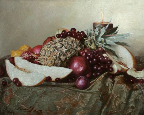 Натюрморт с дыней и ананасом