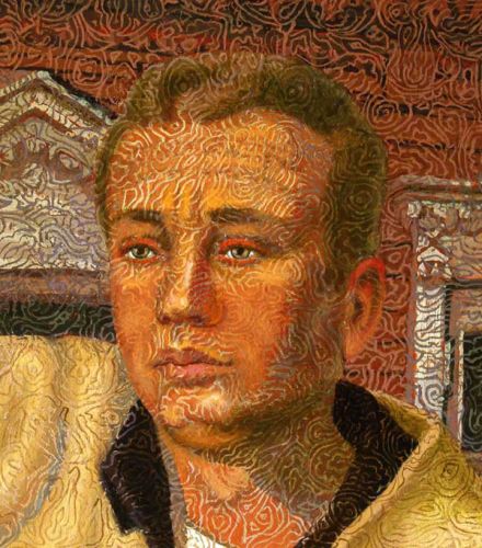 Фрагмент картины «Материнство»: Друг А. Акиндинова - Андрей Миронов - художник и милиционер.