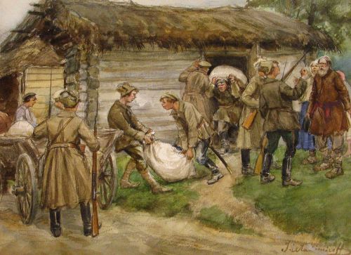 Реквизиция продовольствия в окрестностях Пскова. 1922.